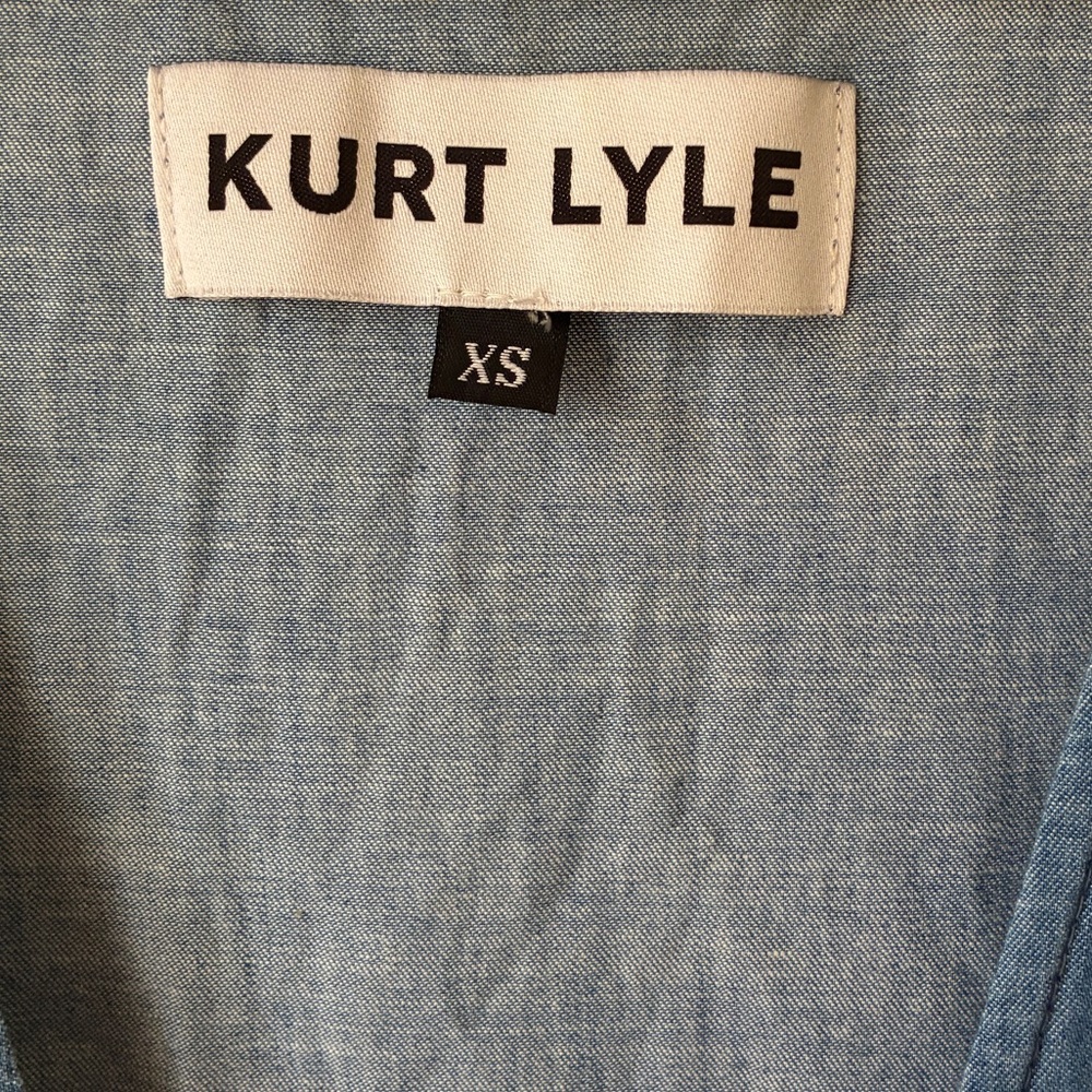 Kurt Lyle Blue Chambray Wide Leg Jumpsuit V-Neck Button Front XS - Picture 5 of 5